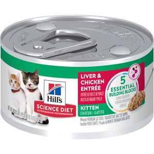 Hill's Science Diet Kitten Canned Cat Food, Liver & Chicken Entrée, 2.9 oz