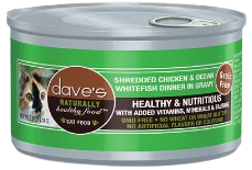 Dave’s Pet Food Grain Free Shredded Chicken & Ocean Whitefish Canned Cat Food, 2.8oz