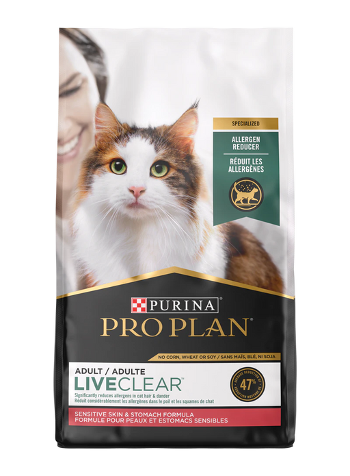 Purina Pro Plan LiveClear Allergen Reducing Sensitive Skin & Stomach Turkey Formula Dry Cat Food, 3.2lb