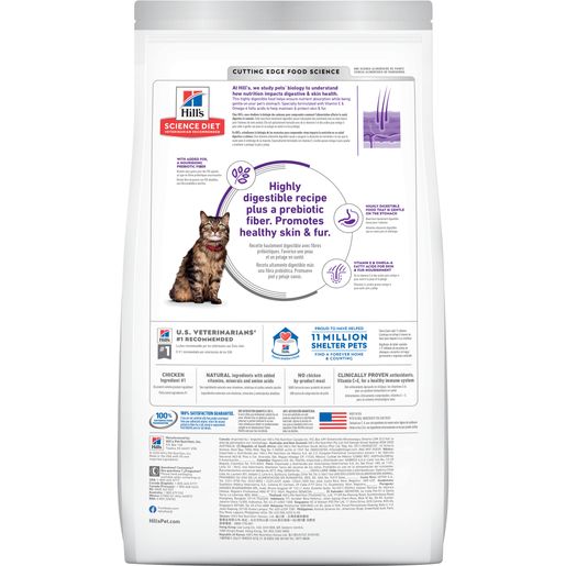 Hill's Science Diet Adult Sensitive Stomach & Skin Dry Cat Food, Chicken & Rice Recipe 3.5 lb Bag