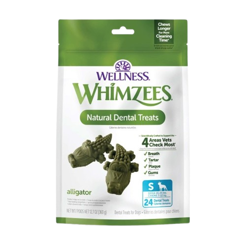 Wellness Whimzees Alligator Dental Treat for Dogs, Small, 24pk