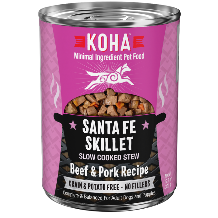 KOHA Santa Fe Skillet Slow Cooked Stew Beef & Pork Recipe Canned Dog Food