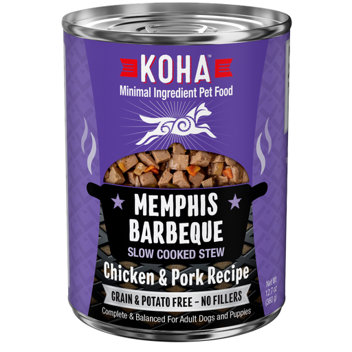 KOHA Memphis Barbeque Slow Cooked Stew Chicken & Pork Recipe Canned Dog Food