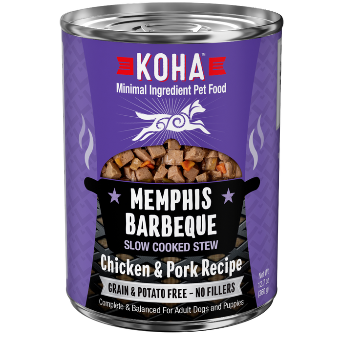 KOHA Memphis Barbeque Slow Cooked Stew Chicken & Pork Recipe Canned Dog Food