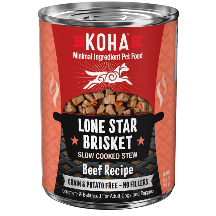 KOHA Lone Star Brisket Slow Cooked Stew Beef Recipe Canned Dog Food