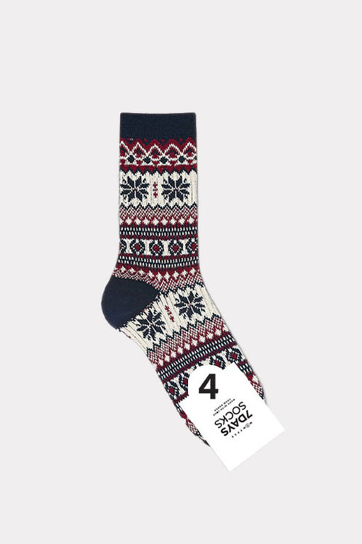 Women’s Winter Thick Knit Nordic Cabin Crew Socks - Snow: W-L-078-4