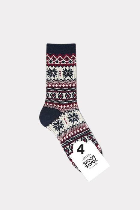 Women's Winter Thick Knit Nordic Cabin Crew Socks - Snow: W-L-078