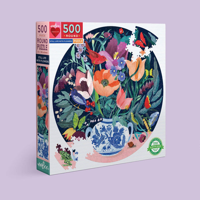 Still Life with Flowers 500 Piece Round Puzzle