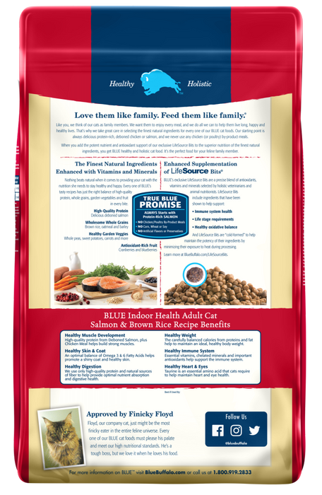 Blue Buffalo Indoor Health Natural Salmon & Brown Rice Adult Dry Cat Food