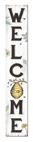 Porch Board, Welcome Spring Bee, 8"x46.5"