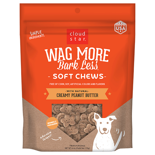 Cloud Star Wag More Bark Less Soft and Chewy Creamy Peanut Butter Dog Treats, 6oz