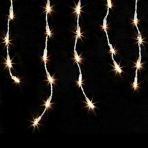 Christmas Icicle Lights - 300 Incandescent Bulbs - White Wire - 26 ft Length