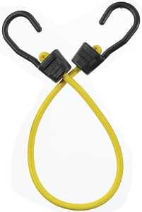 24" Bungee Cord, Rubber, Yellow, Hook End