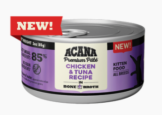 ACANA Premium Pâté, Chicken & Tuna Kitten Recipe Canned Kitten Food, 3oz