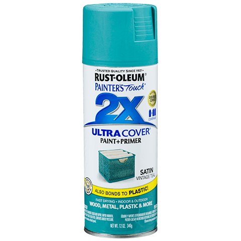RUST-OLEUM Painter's Touch 2X Ultra Cover Spray Paint, Satin Vintage Teal, 12 oz.