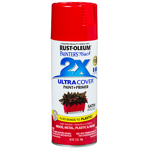 RUST-OLEUM Painter's Touch 2X Ultra Cover Spray Paint, Satin Apple Red, 12 oz.