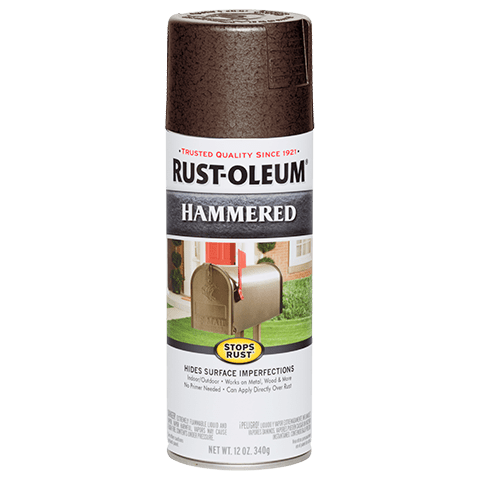 RUST-OLEUM Stops Rust Hammered Spray Paint, Brown, 12 oz