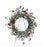 24” Snowy Ming Pine Wreath with Cardinals
