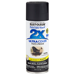 RUST-OLEUM Painter's Touch 2X Ultra Cover Spray Paint, Satin Canyon Black, 12 oz.