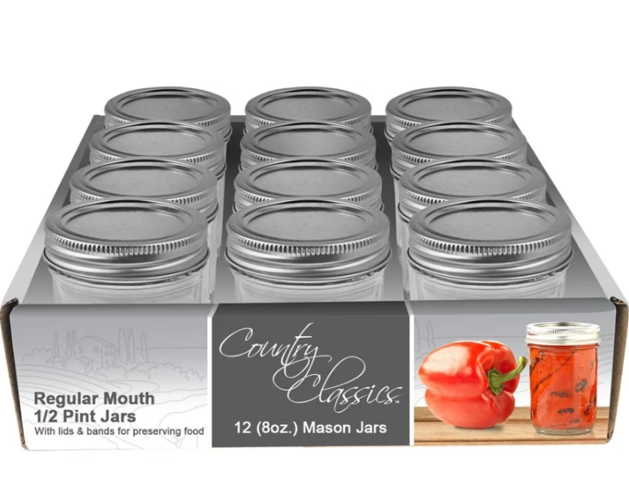 Regular Mouth Canning Jars with lids & bands, 12pk, 8oz