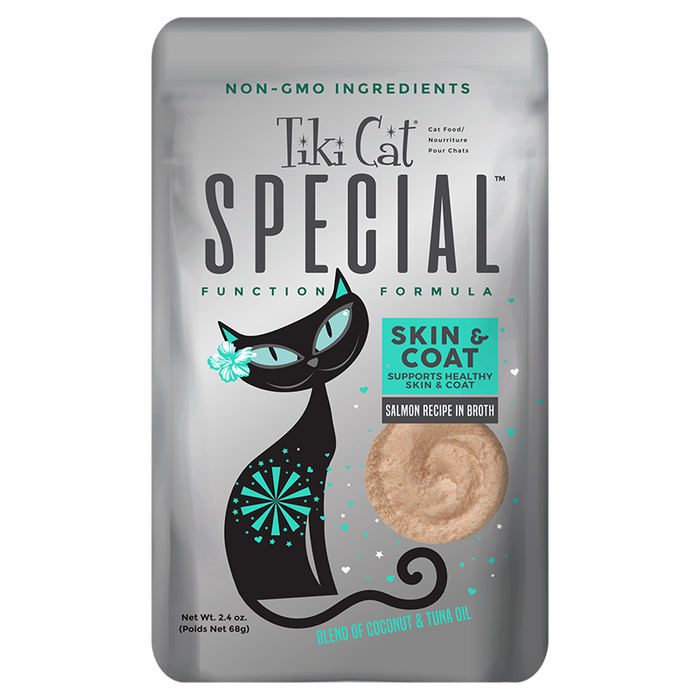 Tiki Cat® Special™ Mousse SKIN & COAT Salmon Recipe in Broth Wet Cat Food, 2.4oz pouch
