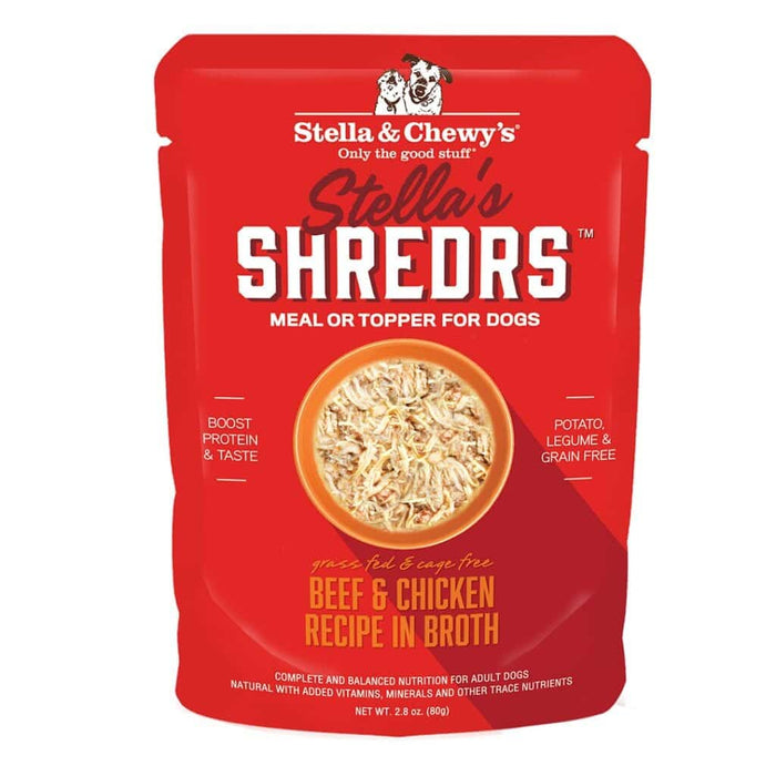 Stella & Chewy's Stella's Shredrs Beef & Chicken Recipe in Broth Wet Dog Food, 2.8oz Pouch