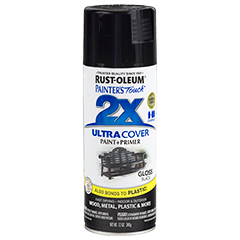 RUST-OLEUM Painter's Touch 2X Ultra Cover Spray Paint, Gloss Black, 12 oz.