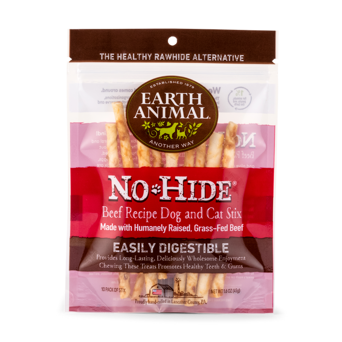 Earth Animal Beef No-Hide Wholesome Chews Dog & Cat STIX - 10 pack