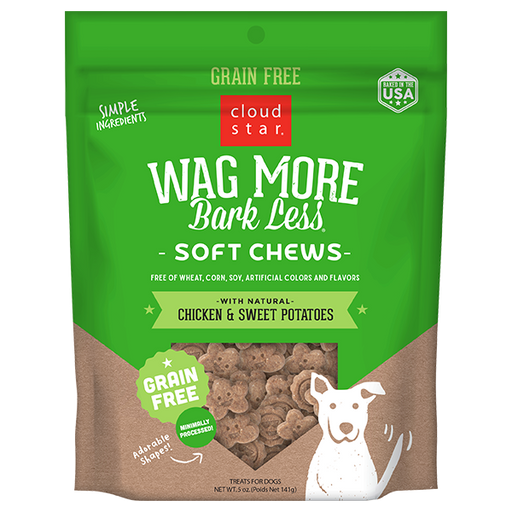 Cloud Star Wag More Bark Less Soft and Chewy Grain Free Chicken and Sweet Potatoes Dog Treats, 5oz