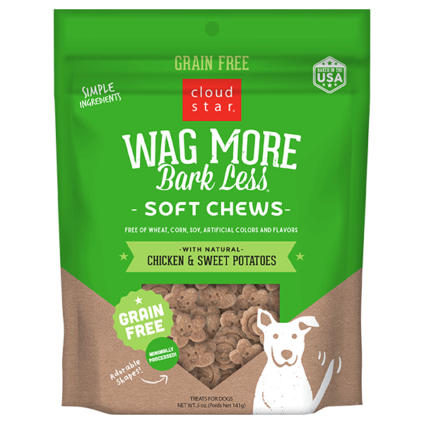 Cloud Star Wag More Bark Less Soft and Chewy Grain Free Chicken and Sweet Potatoes Dog Treats, 5oz