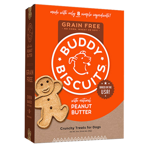 Cloud Star Buddy Biscuits Grain Free Oven Baked Dog Treats, Peanut Butter, 14oz