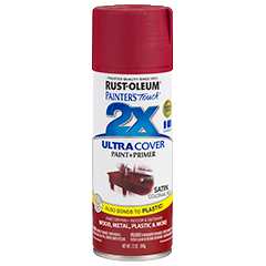 RUST-OLEUM Painter's Touch 2X Ultra Cover Spray Paint, Satin Colonial Red, 12 oz.