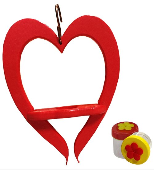 Poly Lumber Heart Hummingbird Feeder with Red and Yellow Nectar Dots