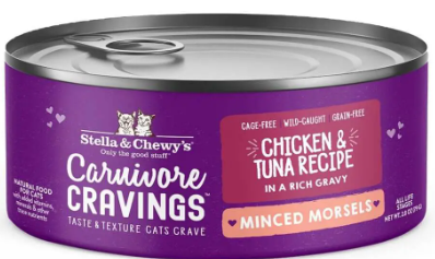 Stella & Chewy's Carnivore Cravings Minced Morsels Chicken & Tuna Canned Cat Food, 2.8oz
