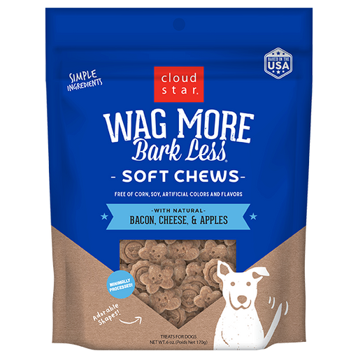 Cloud Star Wag More Bark Less Soft and Chewy Bacon Cheese and Apples Dog Treats, 6oz