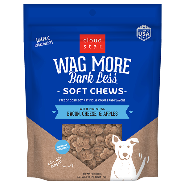 Cloud Star Wag More Bark Less Soft and Chewy Bacon Cheese and Apples Dog Treats, 6oz
