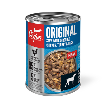 ORIJEN Grain Free Original Stew Recipe with Chicken, Turkey & Eggs Canned Dog Food, 12.8oz