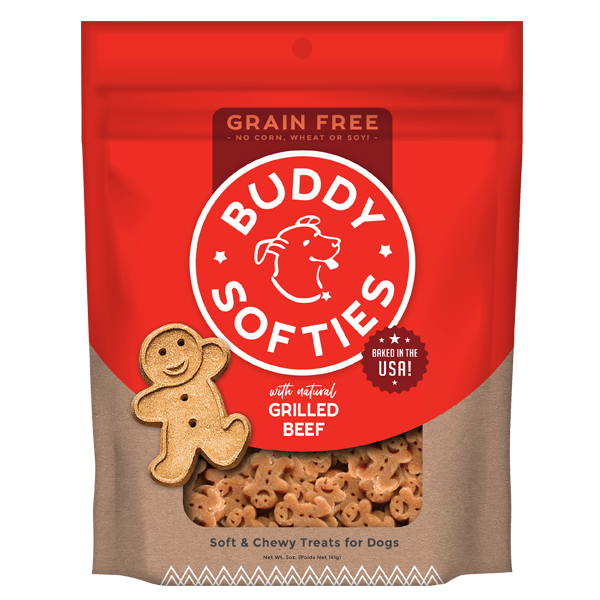 Cloud Star Buddy Biscuits Grain Free Soft and Chewy Grilled Beef Dog Treats, 5oz