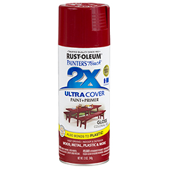 RUST-OLEUM Painter's Touch 2X Ultra Cover Spray Paint, Gloss Colonial Red, 12 oz.