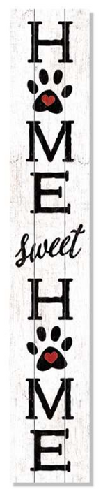 Porch Board, Home Sweet Home Paw Prints, 8"x46.5"