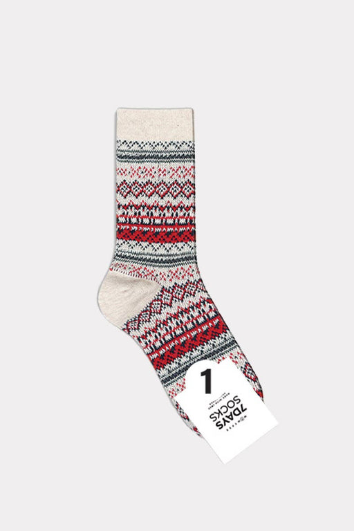 Women’s Winter Thick Knit Nordic Jacquard Cabin Crew Socks: W-L-076-1