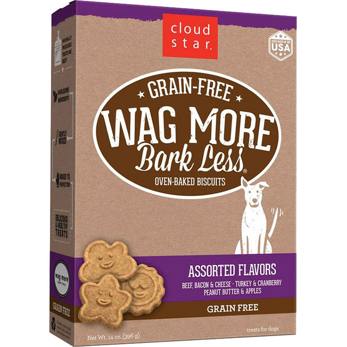 Cloud Star Wag More Bark Less Grain-Free Biscuits Dog Treats, Assorted Flavors