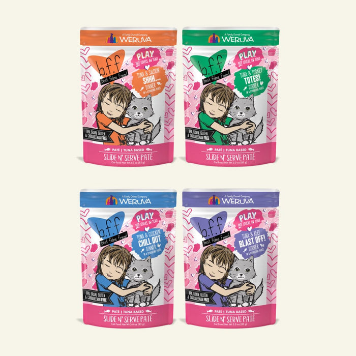 Weruva BFF PLAY Paté Partay! Variety Pack Wet Cat Food (3.0 oz Pouch, Variety Pack Pouch)