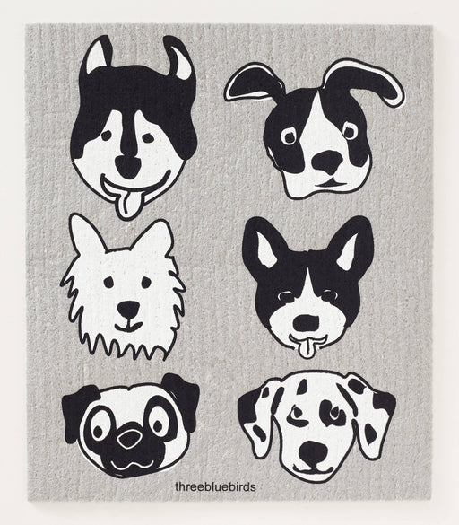 Bow Wow on Grey Swedish Dishcloth