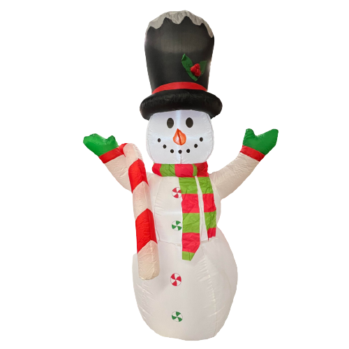 Christmas 6' Inflatable Snowman w Candy Cane