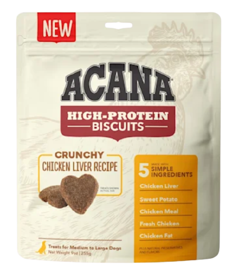 ACANA High Protein Crunchy Chicken Liver Recipe Biscuits, 9oz - Small & Large Available