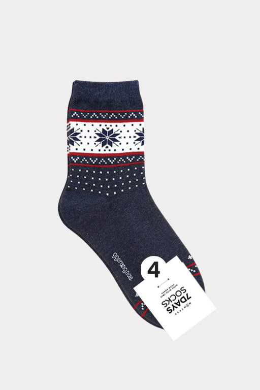 Women’s Winter Warm Thick Knit Cabin Crew Socks - Snowflake: Blue
