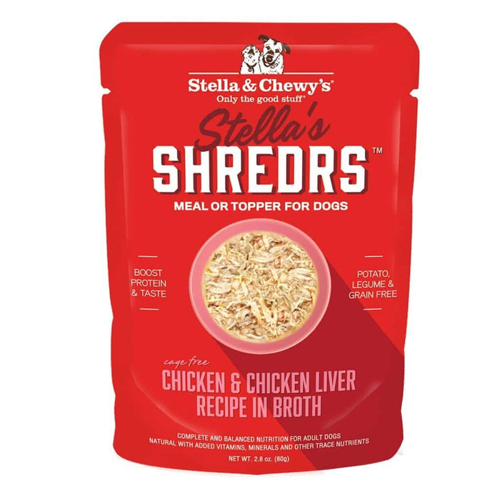 Stella & Chewy's Stella's Shredrs Chicken & Liver Recipe in Broth Wet Dog Food, 2.8oz Pouch
