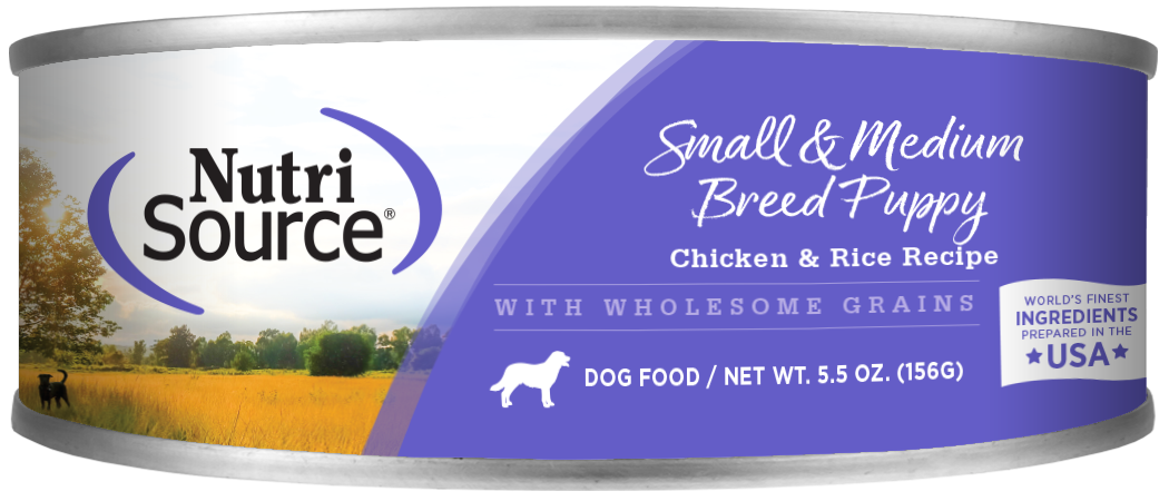 NutriSource Small & Medium Breed Puppy Formula Wet Puppy Food for Small & Medium Breeds, 5.5oz can