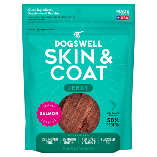 Dogswell Skin & Coat Jerky Treats, Salmon, 10oz